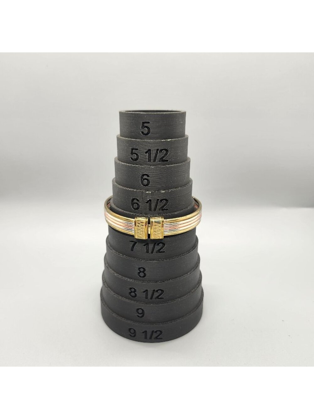 Multi-Tone Metal Bangle Bracelet With Gold-Tone Clasp Size 7 Inches Elegant Desi